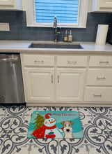 Load image into Gallery viewer, Snowman with Wire Haired Fox Terrier Machine Washable Memory Foam Mat BB1867RUG