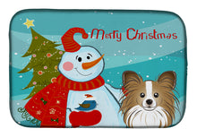 Load image into Gallery viewer, Snowman with Papillon Dish Drying Mat – Absorbent, Artistic Kitchen Essentials BB1868DDM