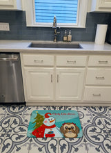Load image into Gallery viewer, Snowman with Chocolate Brown Shih Tzu Machine Washable Memory Foam Mat BB1869RUG