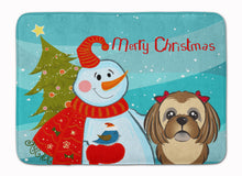 Load image into Gallery viewer, Snowman with Chocolate Brown Shih Tzu Machine Washable Memory Foam Mat BB1869RUG