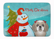 Load image into Gallery viewer, Snowman with Gray Silver Shih Tzu Machine Washable Memory Foam Mat BB1870RUG