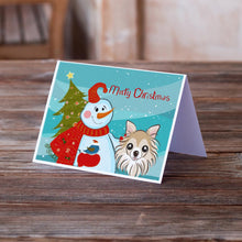 Load image into Gallery viewer, Snowman with Chihuahua Greeting Cards -  Blank Note Cards – 8-Pack of Artist-Designed Cards with Envelopes