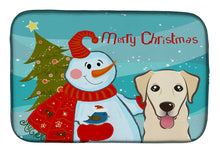 Load image into Gallery viewer, Snowman with Golden Retriever Dish Drying Mat – Absorbent, Artistic Kitchen Essentials BB1872DDM