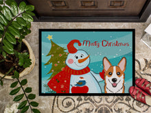 Load image into Gallery viewer, Snowman with Red Corgi Doormat - 24x36 Decorative Floor Mat – Indoor/Outdoor Rug with Artistic Flair BB1874JMAT