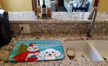 Load image into Gallery viewer, Snowman with White Poodle Dish Drying Mat – Absorbent, Artistic Kitchen Essentials BB1877DDM
