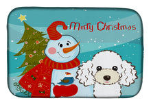 Load image into Gallery viewer, Snowman with White Poodle Dish Drying Mat – Absorbent, Artistic Kitchen Essentials BB1877DDM