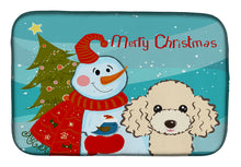 Load image into Gallery viewer, Snowman with Buff Poodle Dish Drying Mat – Absorbent, Artistic Kitchen Essentials BB1878DDM