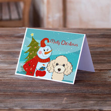 Load image into Gallery viewer, Snowman with Buff Poodle Greeting Cards -  Blank Note Cards – 8-Pack of Artist-Designed Cards with Envelopes