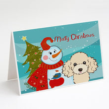 Load image into Gallery viewer, Snowman with Buff Poodle Greeting Cards -  Blank Note Cards – 8-Pack of Artist-Designed Cards with Envelopes