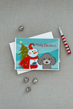 Load image into Gallery viewer, Snowman with Silver Gray Poodle Greeting Cards -  Blank Note Cards – 8-Pack of Artist-Designed Cards with Envelopes