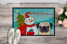 Load image into Gallery viewer, Snowman with Fawn Pug Doormat - 24x36 Decorative Floor Mat – Indoor/Outdoor Rug with Artistic Flair BB1882JMAT