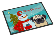 Load image into Gallery viewer, Snowman with Fawn Pug Doormat - 24x36 Decorative Floor Mat – Indoor/Outdoor Rug with Artistic Flair BB1882JMAT