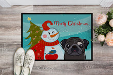 Load image into Gallery viewer, Snowman with Black Pug Doormat - 24x36 Decorative Floor Mat – Indoor/Outdoor Rug with Artistic Flair BB1883JMAT