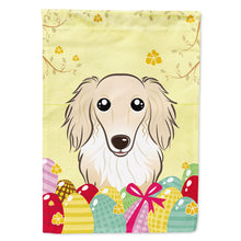 Load image into Gallery viewer, Longhair Creme Dachshund Easter Egg Hunt Flag Canvas House Size BB1894CHF
