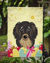 Load image into Gallery viewer, Longhair Black and Tan Dachshund Easter Egg Hunt Garden Flag - Outdoor Decorative Yard Flag BB1895GF