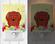 Load image into Gallery viewer, Longhair Red Dachshund Easter Egg Hunt Ceramic Night Light BB1896CNL