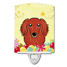 Load image into Gallery viewer, Longhair Red Dachshund Easter Egg Hunt Ceramic Night Light BB1896CNL