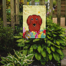 Load image into Gallery viewer, Longhair Red Dachshund Easter Egg Hunt Garden Flag - Outdoor Decorative Yard Flag BB1896GF