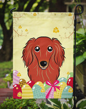 Load image into Gallery viewer, Longhair Red Dachshund Easter Egg Hunt Garden Flag - Outdoor Decorative Yard Flag BB1896GF