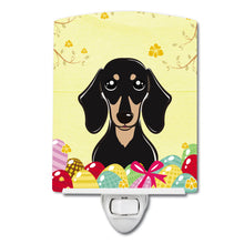 Load image into Gallery viewer, Smooth Black and Tan Dachshund Easter Egg Hunt Ceramic Night Light BB1897CNL