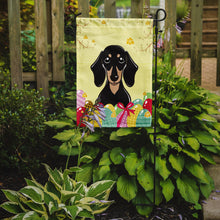 Load image into Gallery viewer, Smooth Black and Tan Dachshund Easter Egg Hunt Garden Flag - Outdoor Decorative Yard Flag BB1897GF