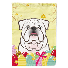 Load image into Gallery viewer, White English Bulldog  Easter Egg Hunt Flag Canvas House Size BB1902CHF