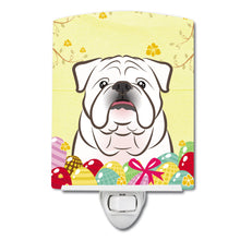 Load image into Gallery viewer, White English Bulldog  Easter Egg Hunt Ceramic Night Light BB1902CNL