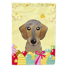 Load image into Gallery viewer, Wirehaired Dachshund Easter Egg Hunt Flag Canvas House Size BB1915CHF