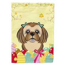 Load image into Gallery viewer, Chocolate Brown Shih Tzu Easter Egg Hunt Flag Canvas House Size BB1931CHF