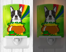 Load image into Gallery viewer, Boston Terrier St. Patrick's Day Ceramic Night Light BB1947CNL