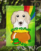 Load image into Gallery viewer, Longhair Creme Dachshund St. Patrick's Day Garden Flag – Decorative Outdoor Yard Flag BB1956GF
