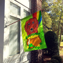 Load image into Gallery viewer, Longhair Red Dachshund St. Patrick's Day Flag Canvas House Size BB1958CHF