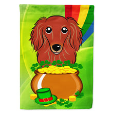Load image into Gallery viewer, Longhair Red Dachshund St. Patrick's Day Flag Canvas House Size BB1958CHF