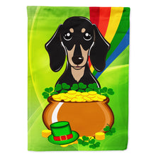 Load image into Gallery viewer, Smooth Black and Tan Dachshund St. Patrick's Day Flag Canvas House Size BB1959CHF
