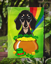 Load image into Gallery viewer, Smooth Black and Tan Dachshund St. Patrick's Day Garden Flag – Decorative Outdoor Yard Flag BB1959GF