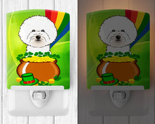 Load image into Gallery viewer, Bichon Frise St. Patrick's Day Ceramic Night Light BB1961CNL