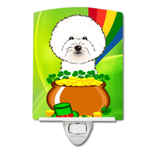 Load image into Gallery viewer, Bichon Frise St. Patrick's Day Ceramic Night Light BB1961CNL