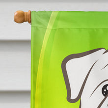 Load image into Gallery viewer, White English Bulldog  St. Patrick's Day Flag Canvas House Size BB1964CHF