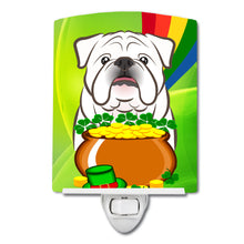 Load image into Gallery viewer, White English Bulldog  St. Patrick's Day Ceramic Night Light BB1964CNL