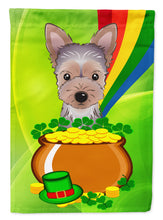 Load image into Gallery viewer, Yorkie Puppy St. Patrick's Day Garden Flag – Decorative Outdoor Yard Flag BB1976GF
