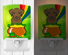 Load image into Gallery viewer, Chocolate Labrador St. Patrick's Day Ceramic Night Light BB1978CNL
