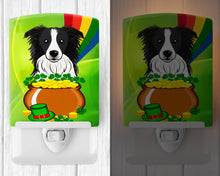 Load image into Gallery viewer, Border Collie St. Patrick's Day Ceramic Night Light BB1985CNL