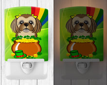 Load image into Gallery viewer, Chocolate Brown Shih Tzu St. Patrick's Day Ceramic Night Light BB1993CNL