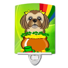 Load image into Gallery viewer, Chocolate Brown Shih Tzu St. Patrick's Day Ceramic Night Light BB1993CNL