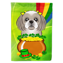 Load image into Gallery viewer, Gray Silver Shih Tzu St. Patrick's Day Flag Canvas House Size BB1994CHF