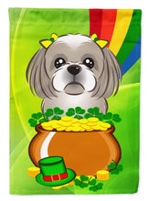Load image into Gallery viewer, Gray Silver Shih Tzu St. Patrick's Day Garden Flag – Decorative Outdoor Yard Flag BB1994GF