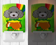 Load image into Gallery viewer, Silver Gray Poodle St. Patrick's Day Ceramic Night Light BB2003CNL