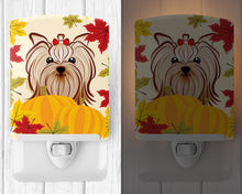 Load image into Gallery viewer, Yorkie Yorkishire Terrier Thanksgiving Ceramic Night Light BB2010CNL