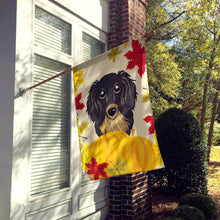 Load image into Gallery viewer, Longhair Black and Tan Dachshund Thanksgiving Flag Canvas House Size BB2019CHF