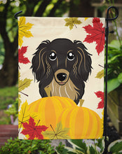 Load image into Gallery viewer, Longhair Black and Tan Dachshund Thanksgiving Garden Flag – Decorative Outdoor Yard Flag BB2019GF